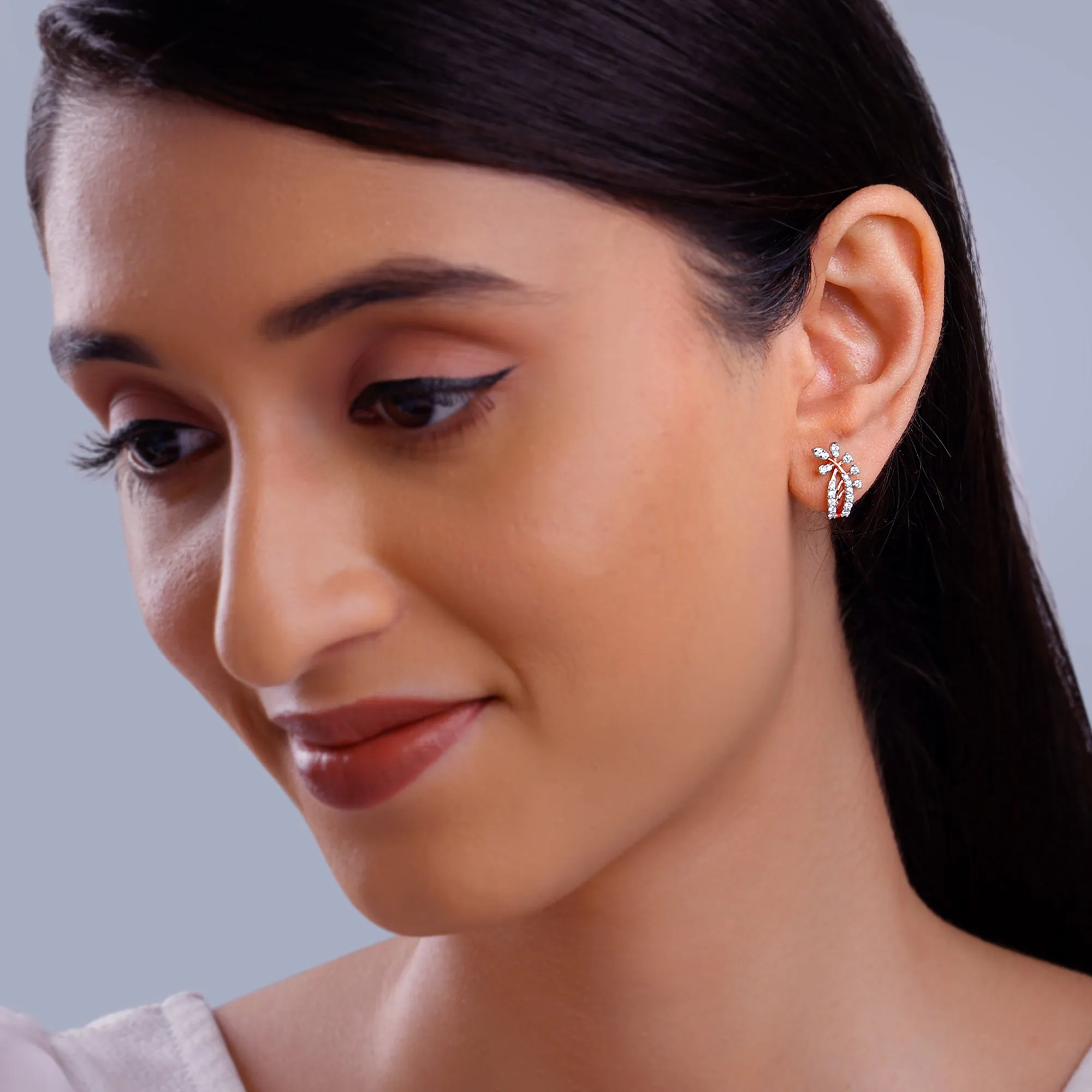 Rose Gold Juno J-hoop Diamond Earrings