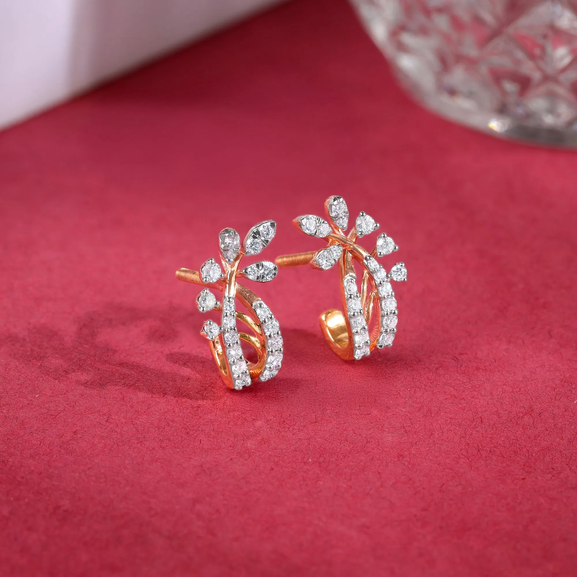 Rose Gold Juno J-hoop Diamond Earrings