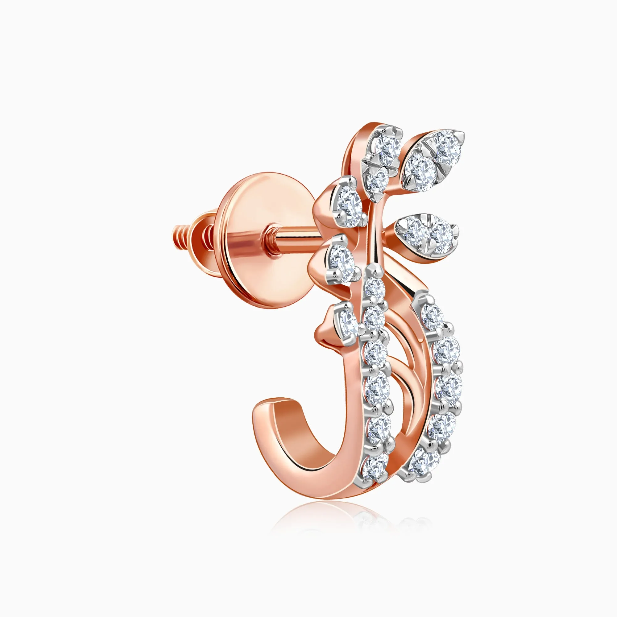 Rose Gold Juno J-hoop Diamond Earrings