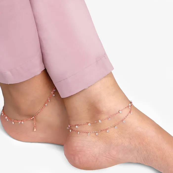 Rose Gold Layered Queen's Anklet
