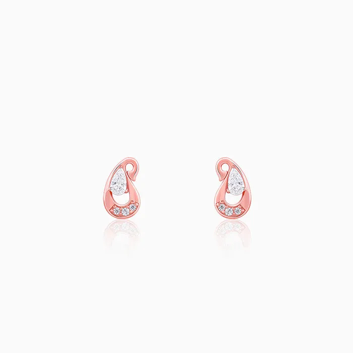 Rose Gold Paisley Love Earrings