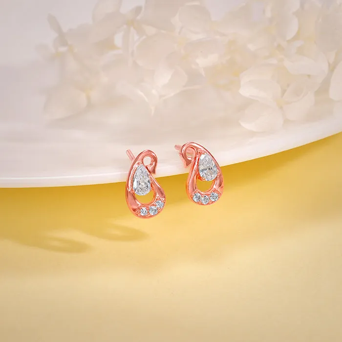 Rose Gold Paisley Love Earrings