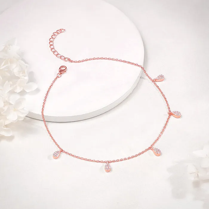 Rose Gold Peardrop Charm Anklet