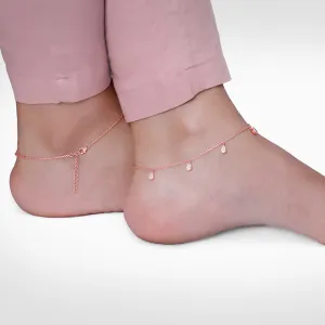 Rose Gold Peardrop Charm Anklet