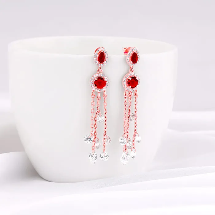 Rose Gold Rainy Love Dangler Earrings