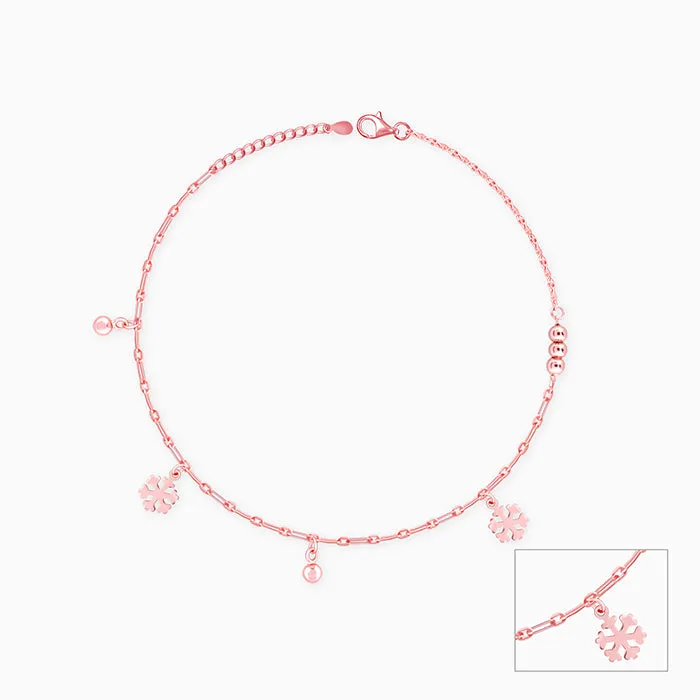 Rose Gold Snowflake & Beads Anklet