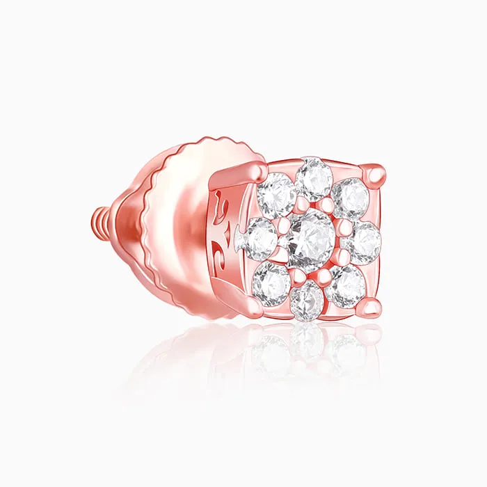 Rose Gold Square Zircon Earrings