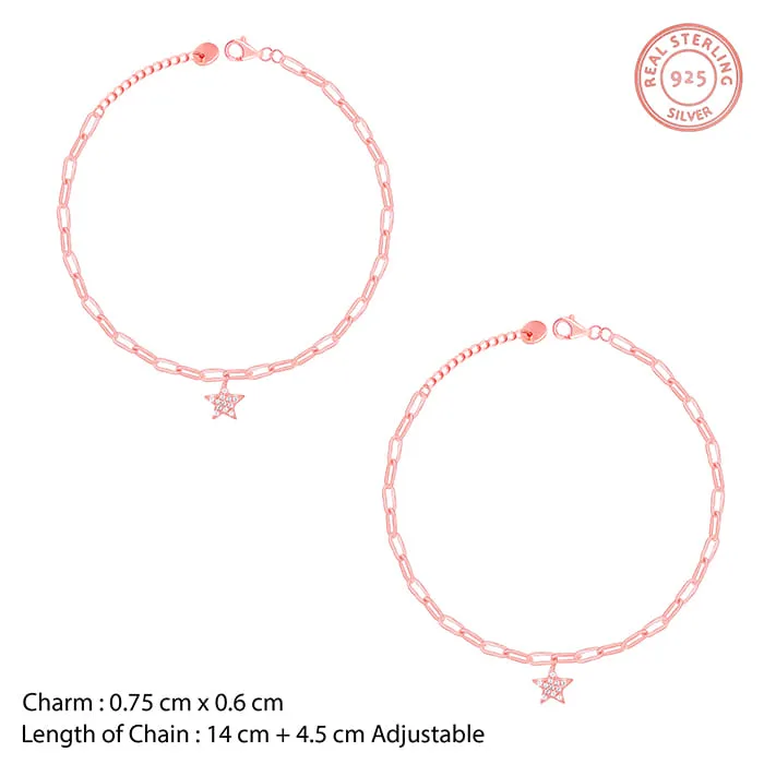 Rose Gold Star Charm Kids Anklet (1-5 years)