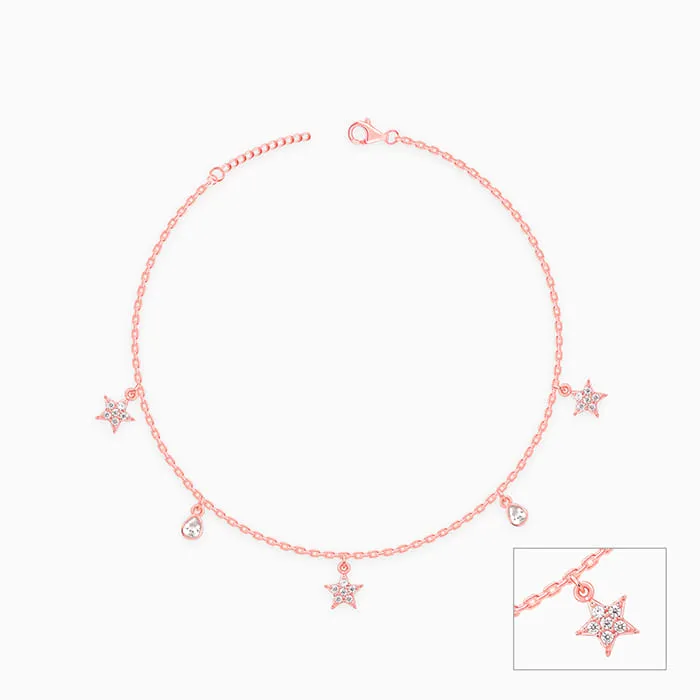 Rose Gold Starry Charm Anklet