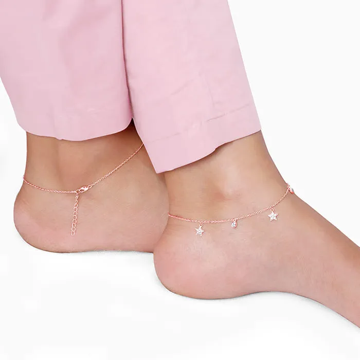 Rose Gold Starry Charm Anklet