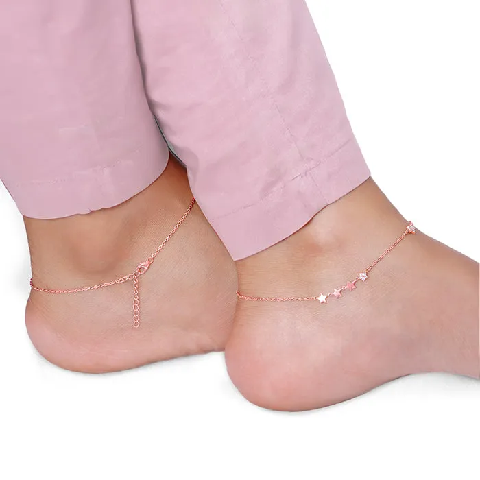 Rose Gold Tetrad Stars Anklet