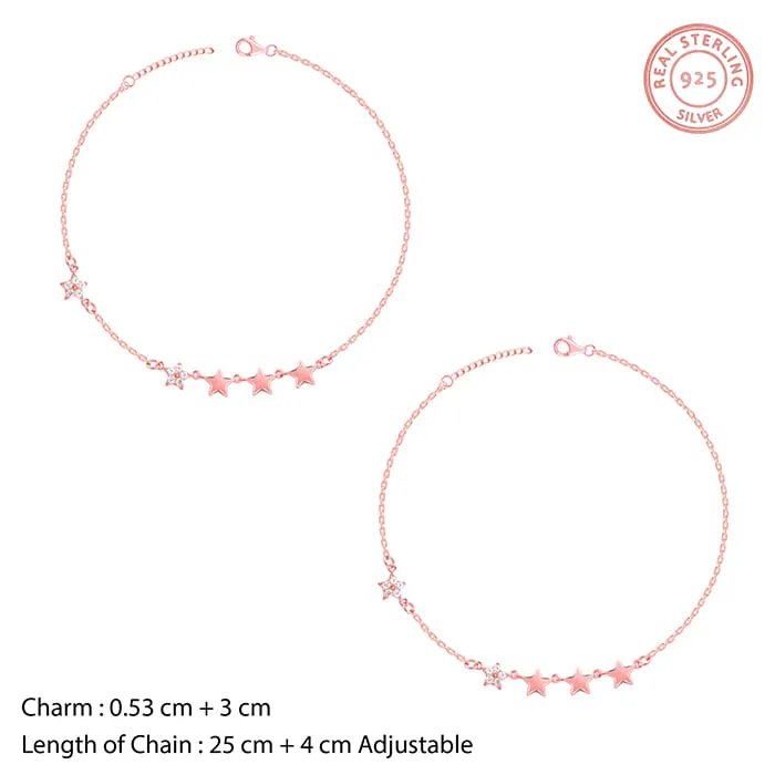 Rose Gold Tetrad Stars Anklet