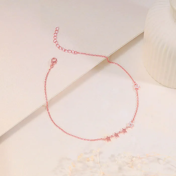 Rose Gold Tetrad Stars Anklet