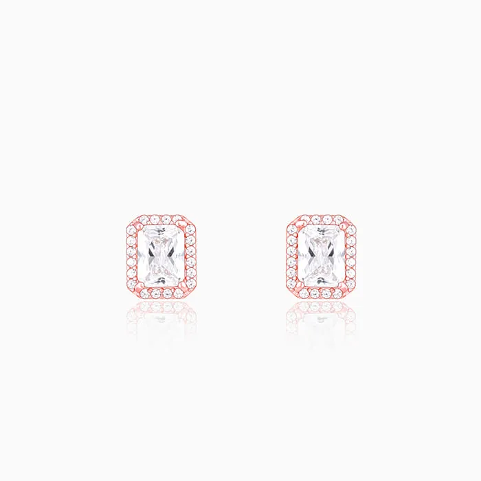 Rose Gold Zircon Heartfelt Shine Earrings