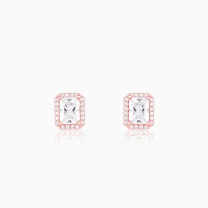 Rose Gold Zircon Heartfelt Shine Earrings