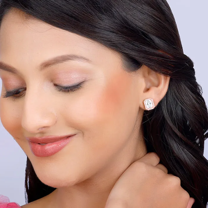 Rose Gold Zircon Heartfelt Shine Earrings