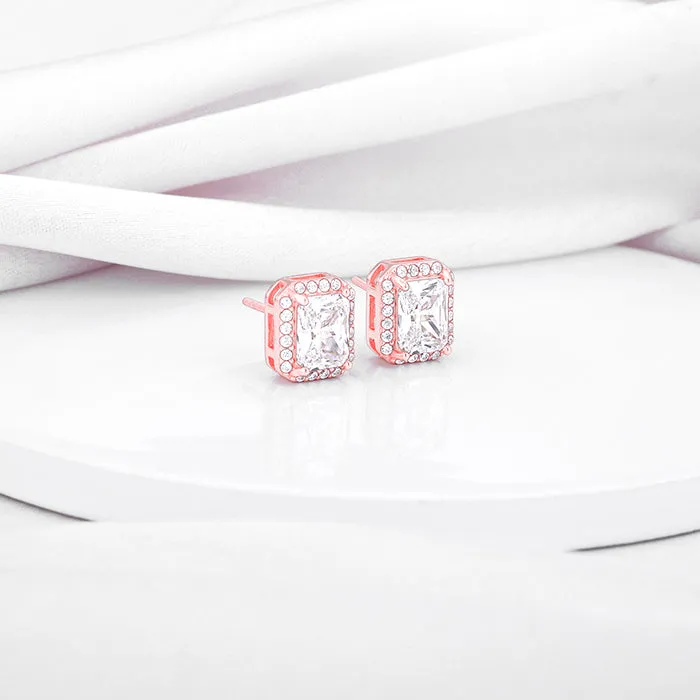 Rose Gold Zircon Heartfelt Shine Earrings