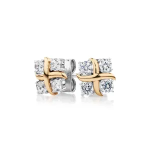 Round Brilliant fancy earrings with 0.48 carats* of diamond simulants in 10 carat yellow gold and sterling silver