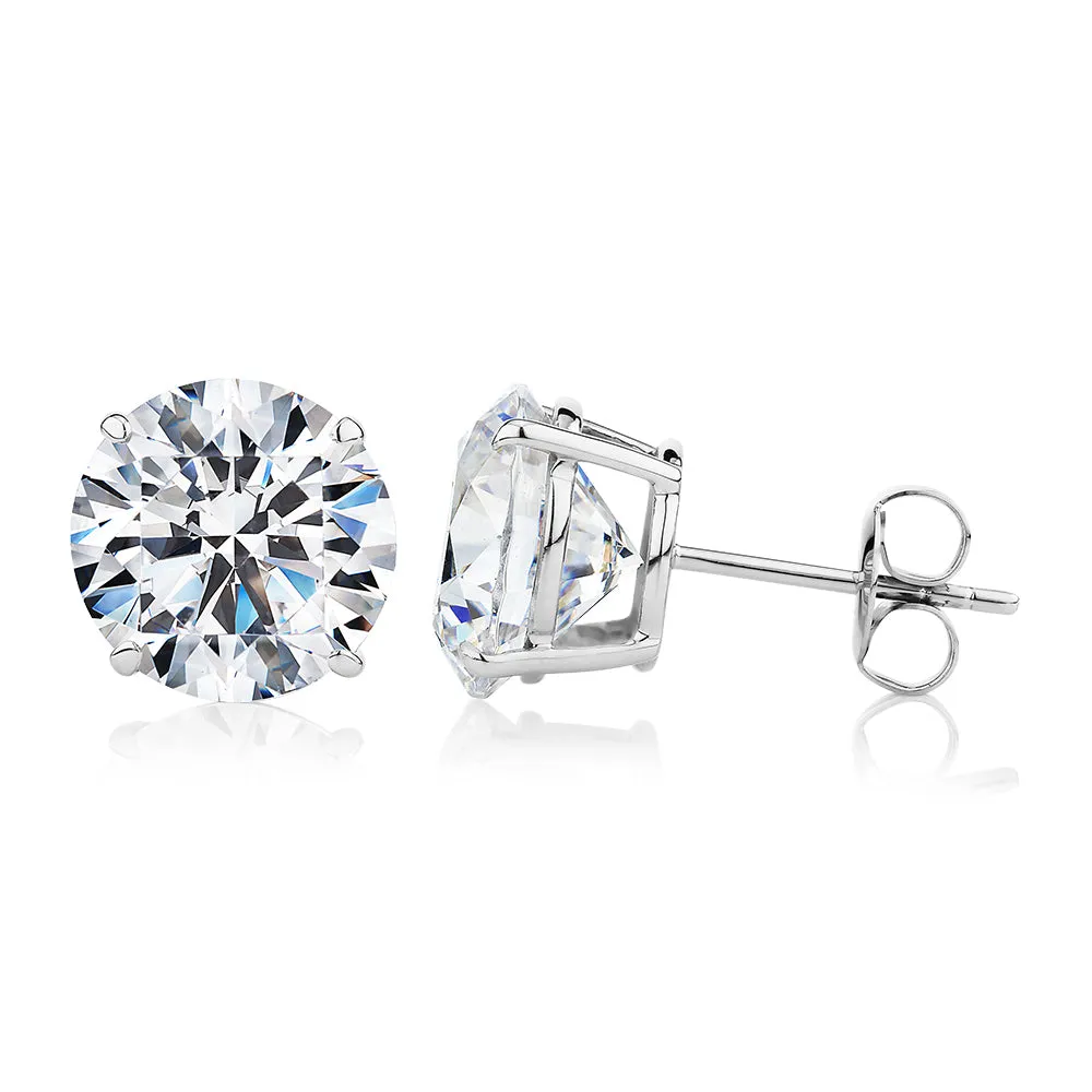 Round Brilliant stud earrings with 8 carats* of diamond simulants in 10 carat white gold