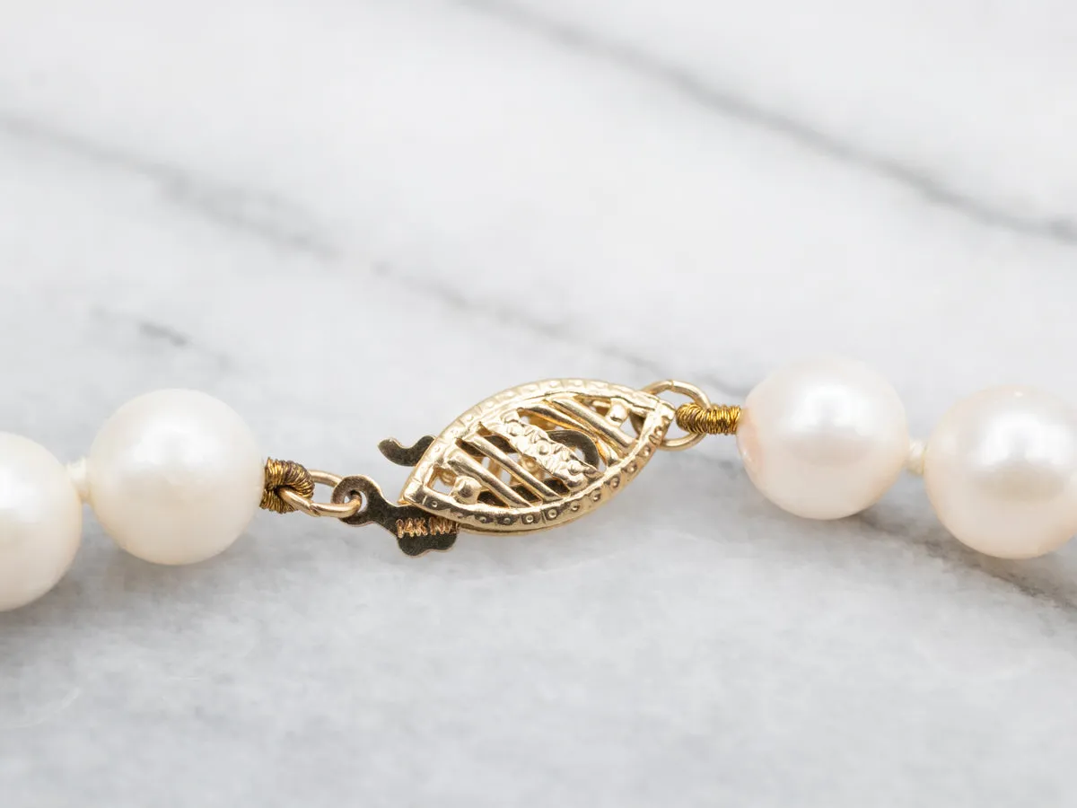Saltwater Pearl Bracelet with Yellow Gold Clasp