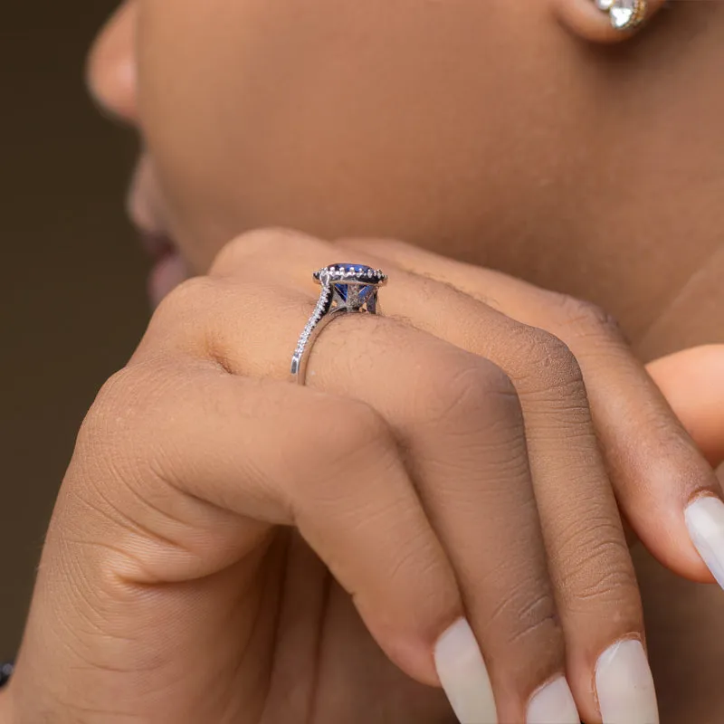 Sapphire Sterling Silver Engagement Ring - 10AS18