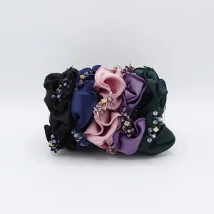 Satin Scrunchie, Bead and Flower Edge