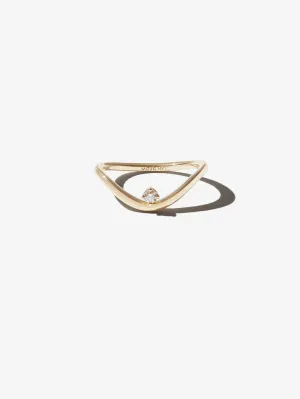 SBR108 Sea of Beauty. Gold and Diamond Curve Ring