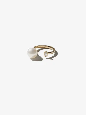 SBR95Y Sea of Beauty. Pearl and Pear Diamond Ring