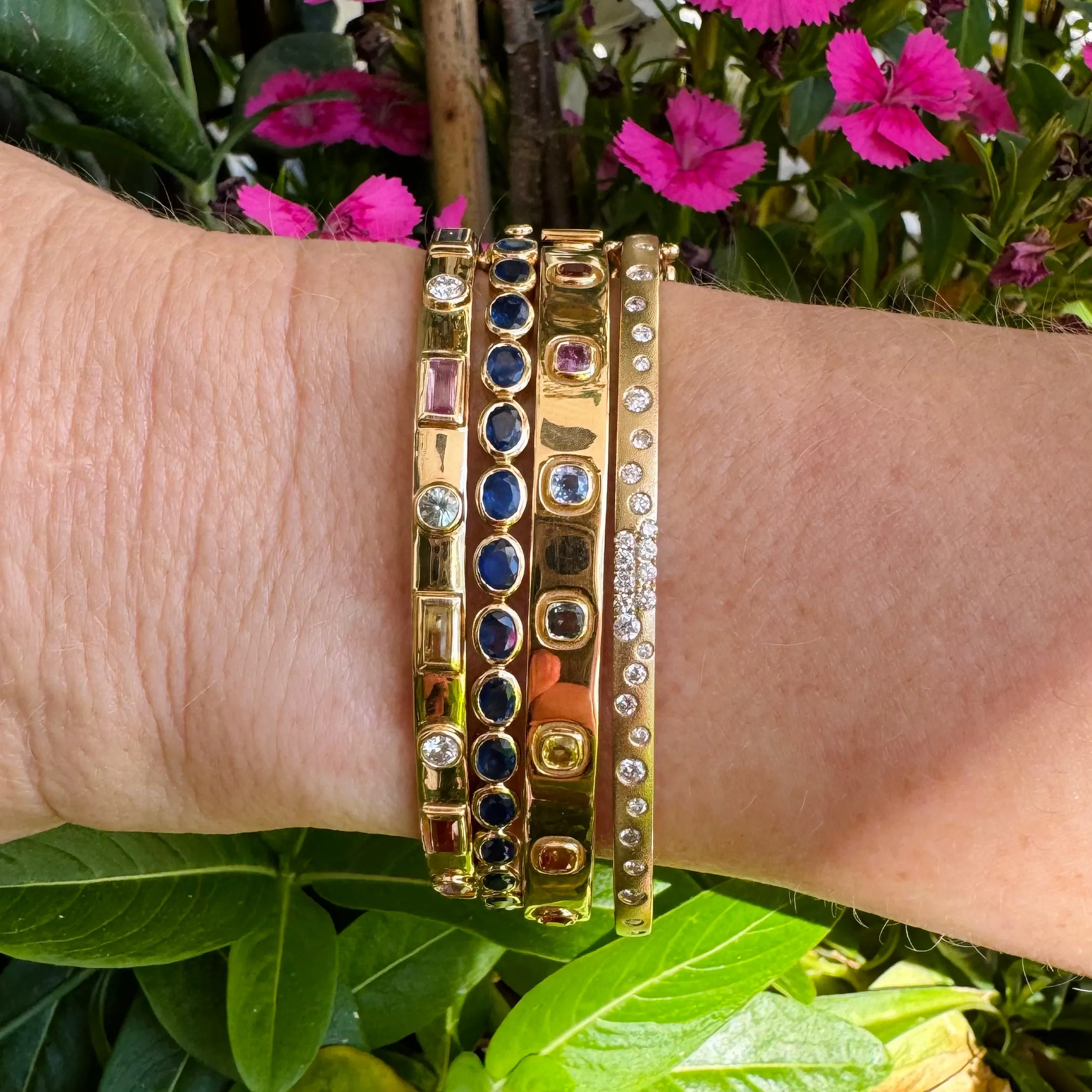 Scattered Diamond Brush & Polish Bangle