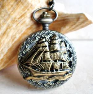 Ship Mechanical Pocket Watch