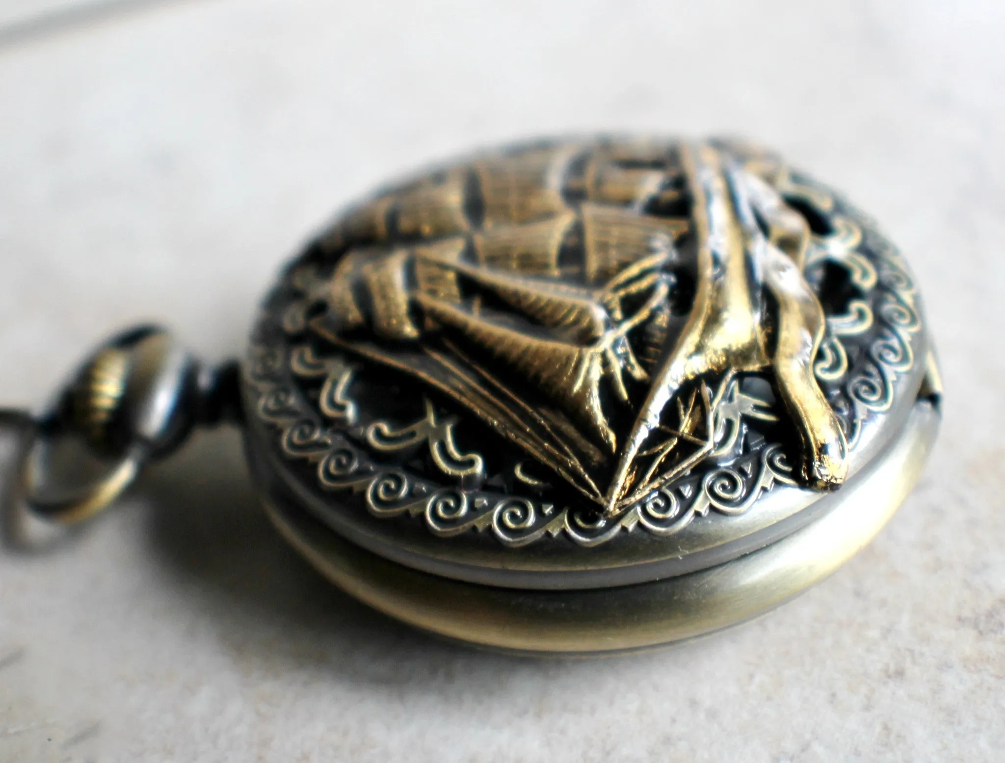 Ship Mechanical Pocket Watch