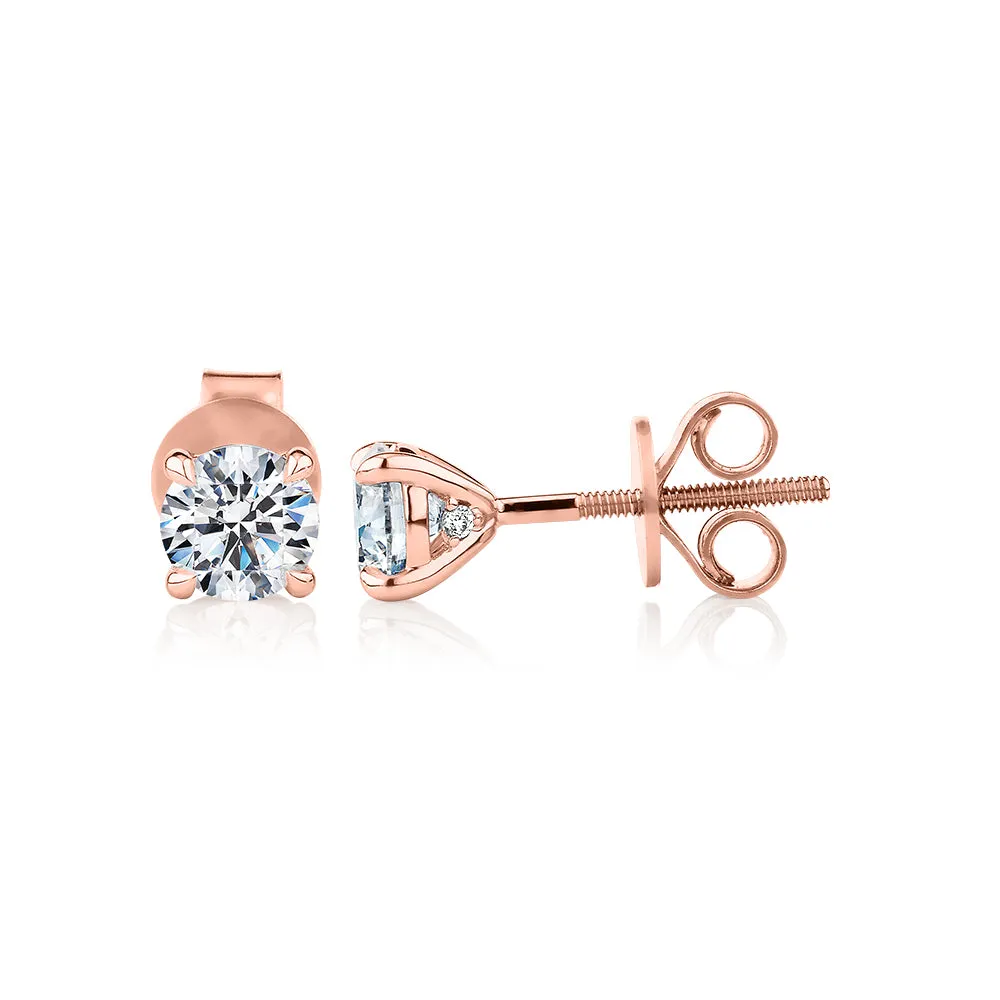 Signature Simulant Diamond 1.00 carat* TW round brilliant stud earrings in 14 carat rose gold