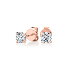 Signature Simulant Diamond 1.00 carat* TW round brilliant stud earrings in 14 carat rose gold