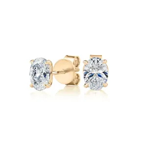 Signature Simulant Diamond 1.40 carat* TW oval stud earrings in 14 carat yellow gold