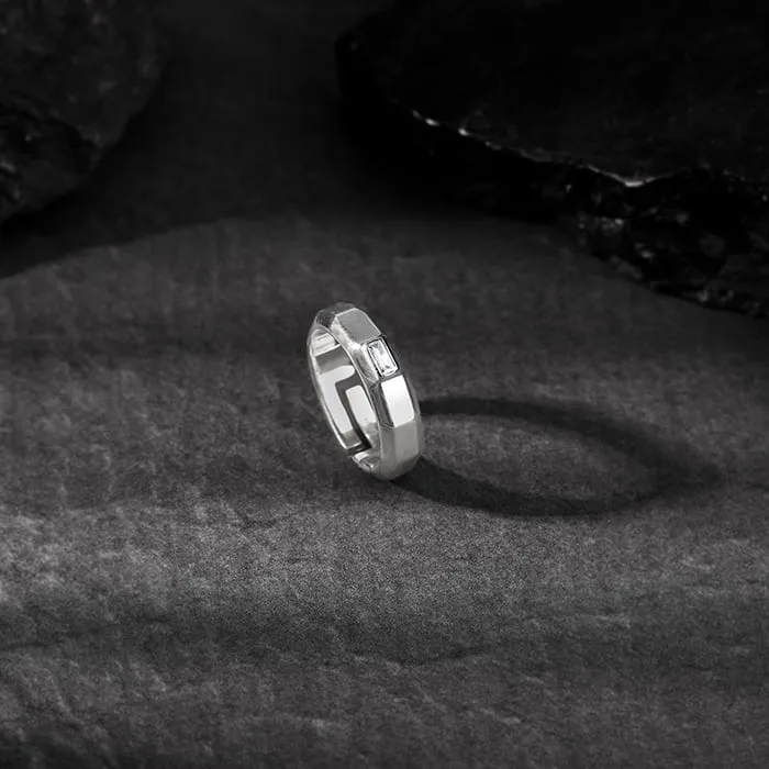 Silver Baguette Ring For Him