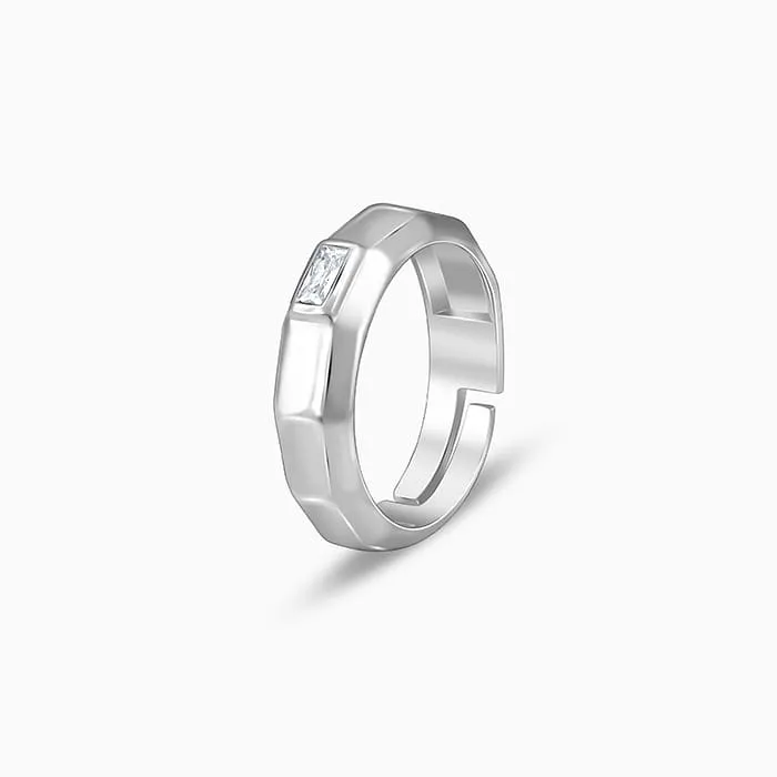 Silver Baguette Ring For Him