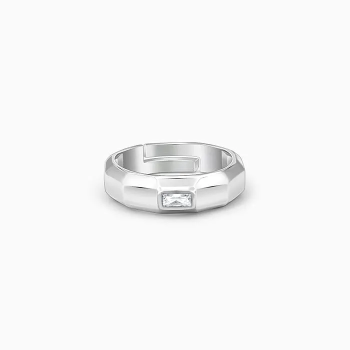 Silver Baguette Ring For Him