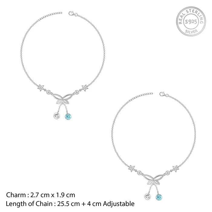 Silver Be A Butterfly Anklet
