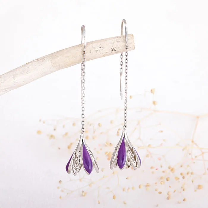Silver Blooming Crocus Earrings