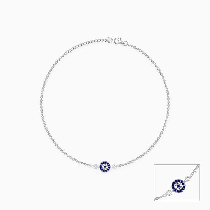 Silver Blue Evil Eye Anklet