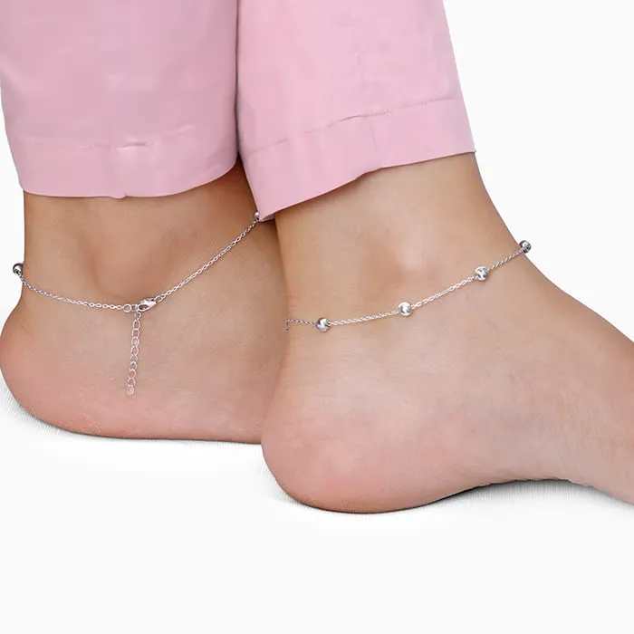 Silver Bohemian Beaded Anklet