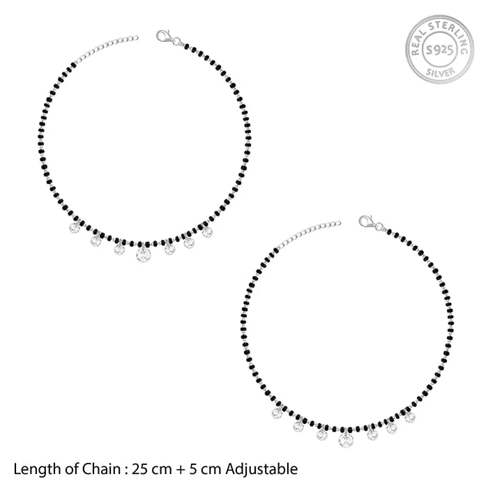 Silver Crystal Charm Anklet