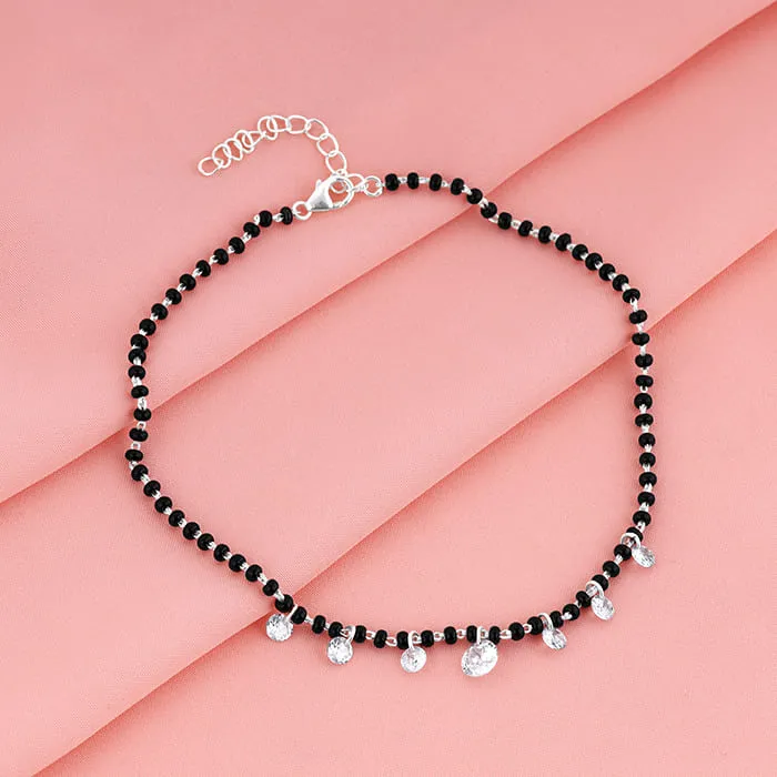 Silver Crystal Charm Anklet