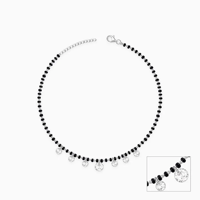 Silver Crystal Charm Anklet