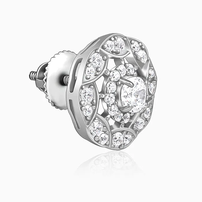 Silver Dahlia Bloom Earrings
