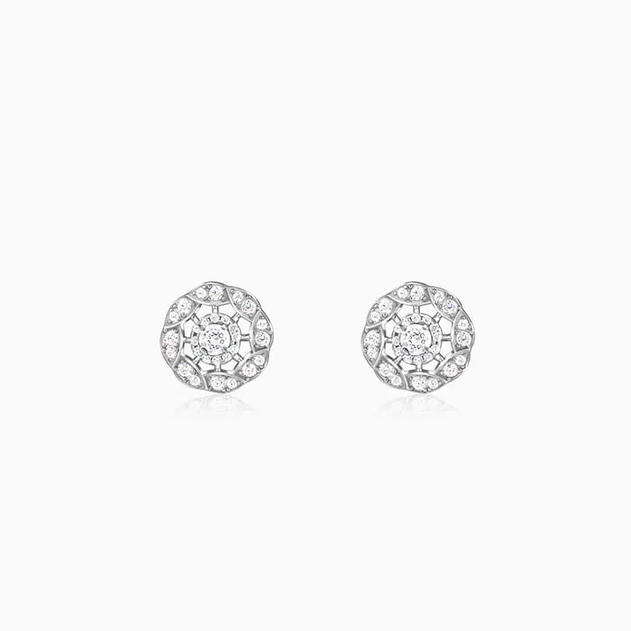 Silver Dahlia Bloom Earrings