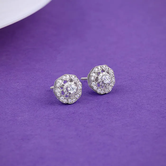 Silver Dahlia Bloom Earrings