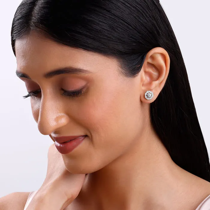 Silver Dahlia Bloom Earrings