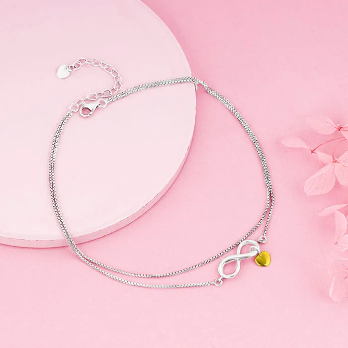 Silver Forever Heart Anklet