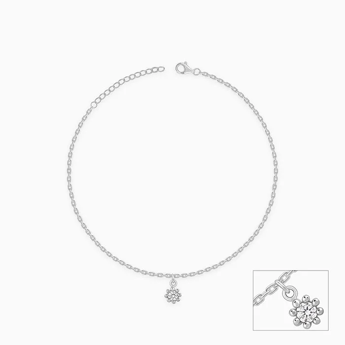 Silver Glow Linked Chain Anklet